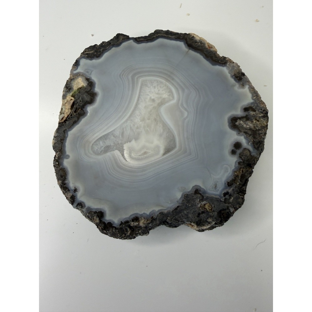 Heavy Natural Banded Agate Slab Slice Raw Edge Quartz Specimen 5" Thick 1.2 lb